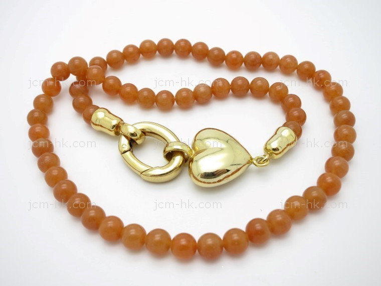 6mm Red Aventurine Necklace 18" & 14k Gold Plated Clasp [e3063]