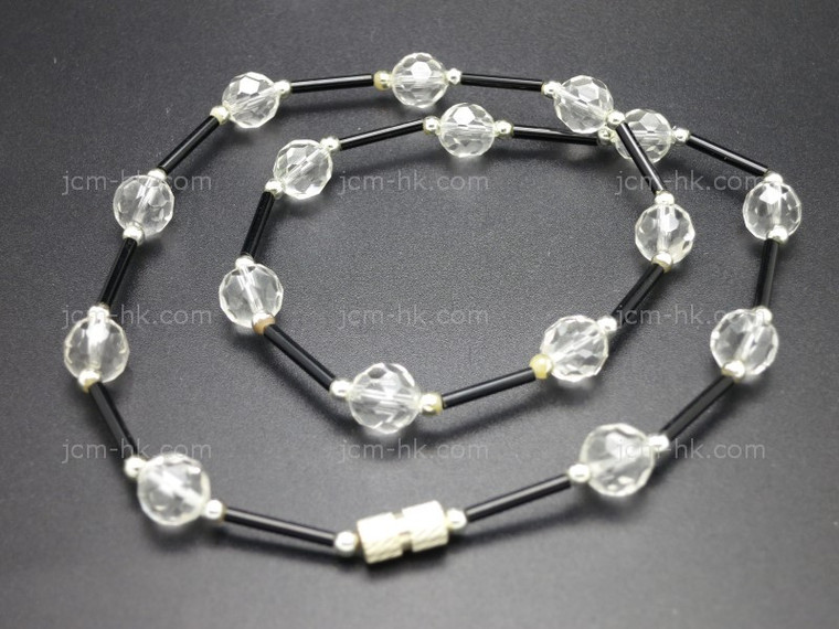 10mm Rec.crystal Necklace 17" [e3113]