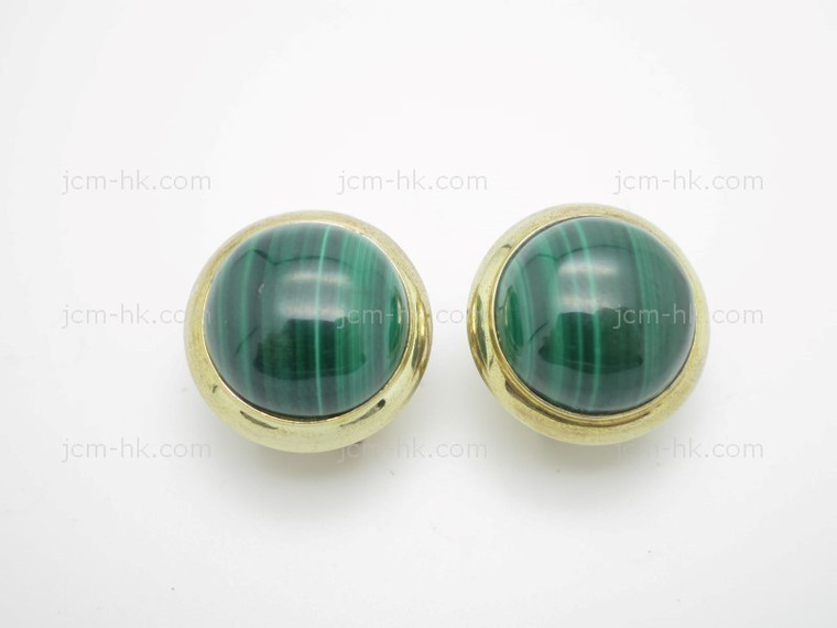 18mm Malachite Earring With 925 Sterling Silver Gold Filled Setting [e3230]