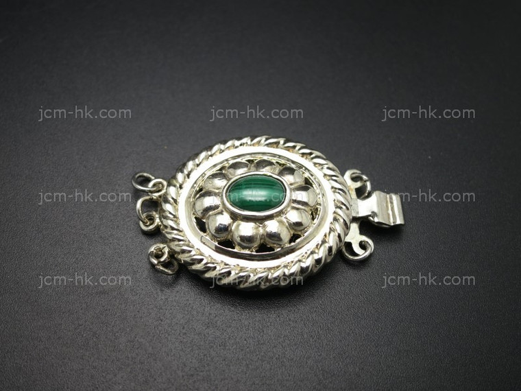 22x35mm Malachite 925 Sterling Silver 3-lines Clasp [e3254]