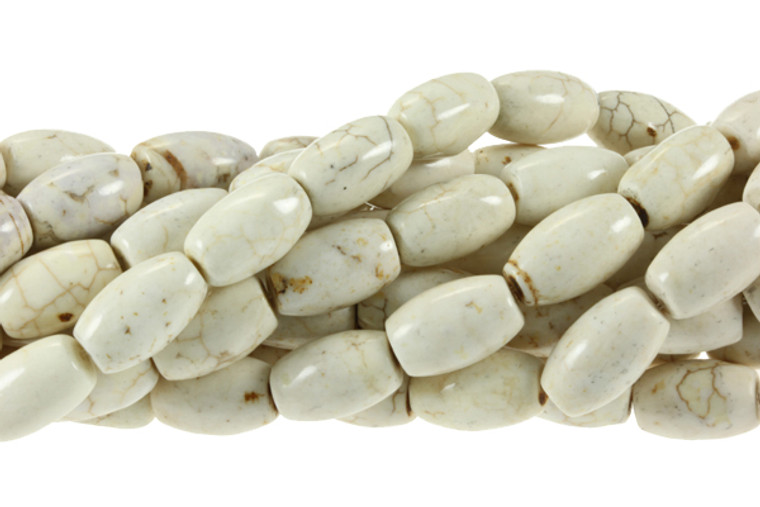 8x12mm White Turquoise Rice Beads 15.5" stabilized [t2w8]