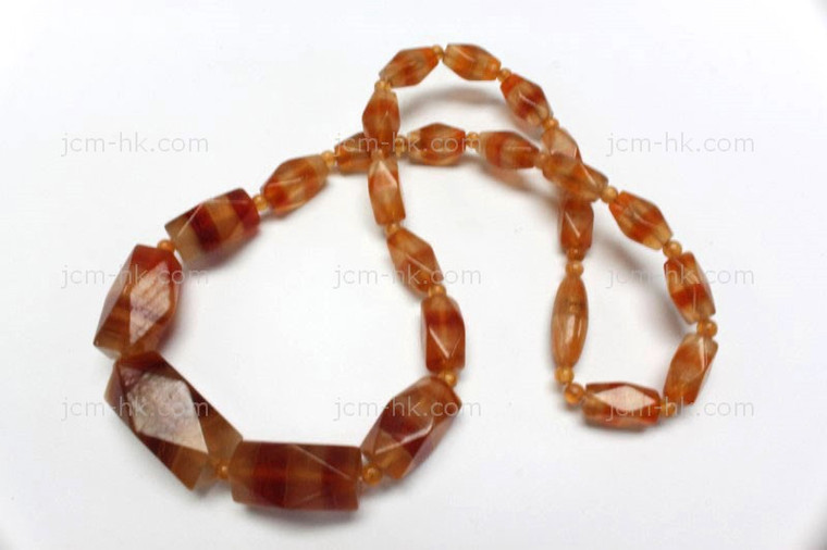 14x7mm-28x14mm Amber Horn Necklace 18" [z7501]