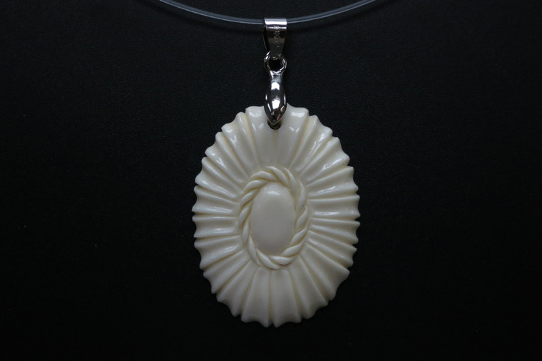 30x38mm Buffalo Bone Designer Bead Pendant [z8320]