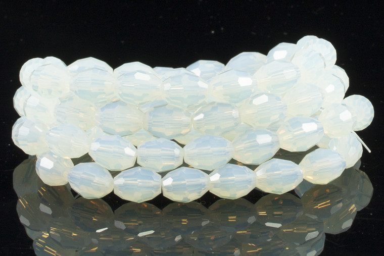 6x8mm Moonstone Opalite Faceted Rice Beads 15.5" synthetic [sc7a43]