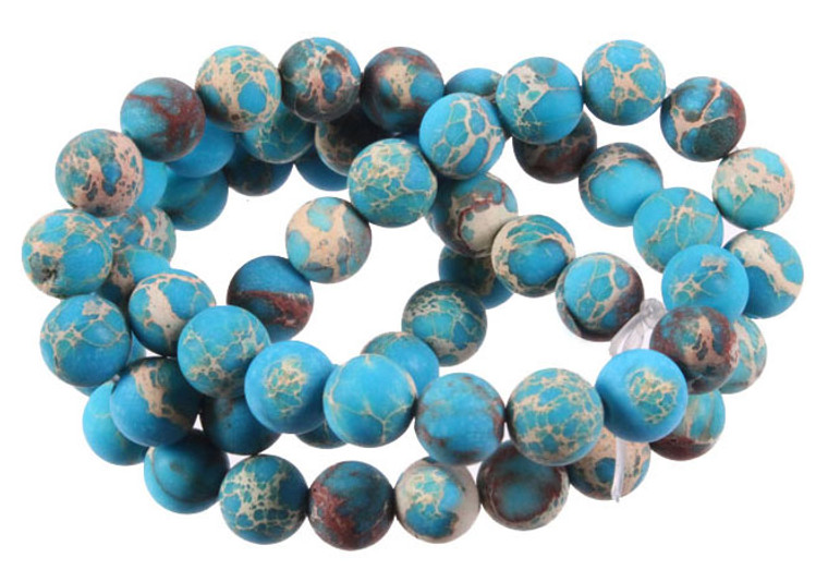 8mm Matte Blue Sea Sediment Round Beads 15.5" dyed [8r55bm]