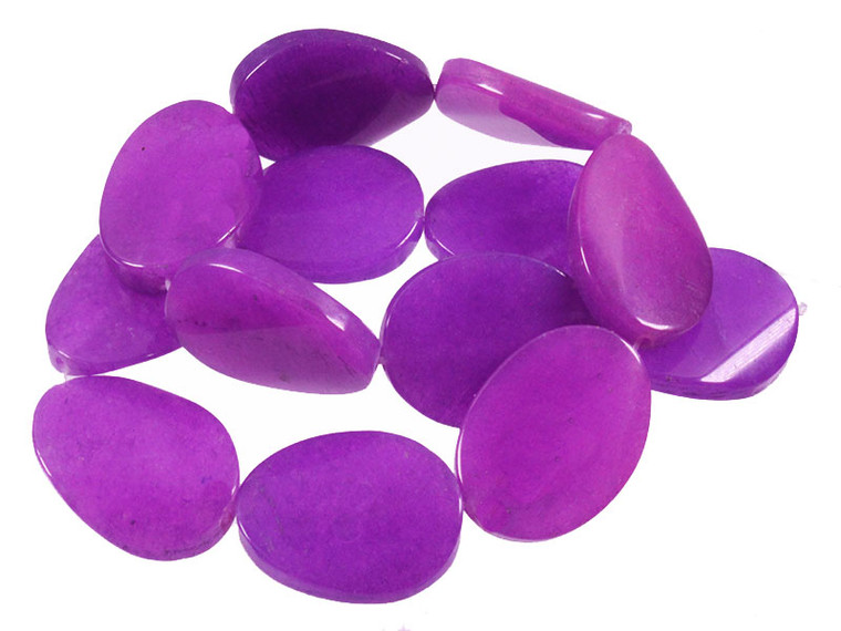 32x30mm Purple Jade Twisted Oval Beads 15.5" dyed [wa239]