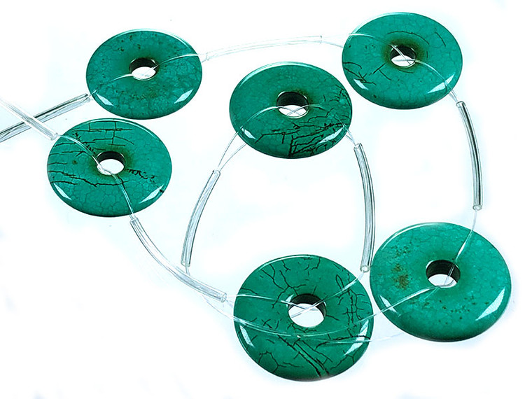 25mm Turquoise Donut Beads 15.5" [s606]