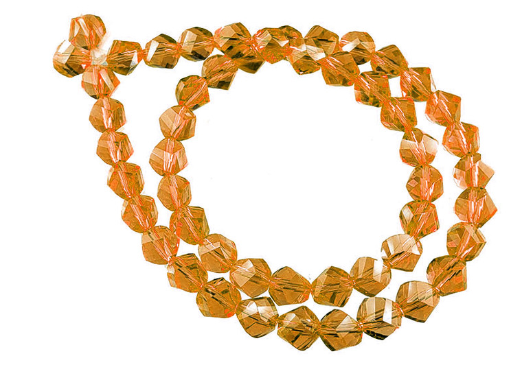 6mm Dark Topaz Glass Faceted Helix Beads 15" [uc32a12]