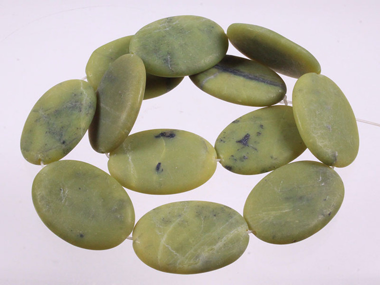 25x35mm Matte Nephrite Jade Oval Beads 15.5" natural [wa286m]