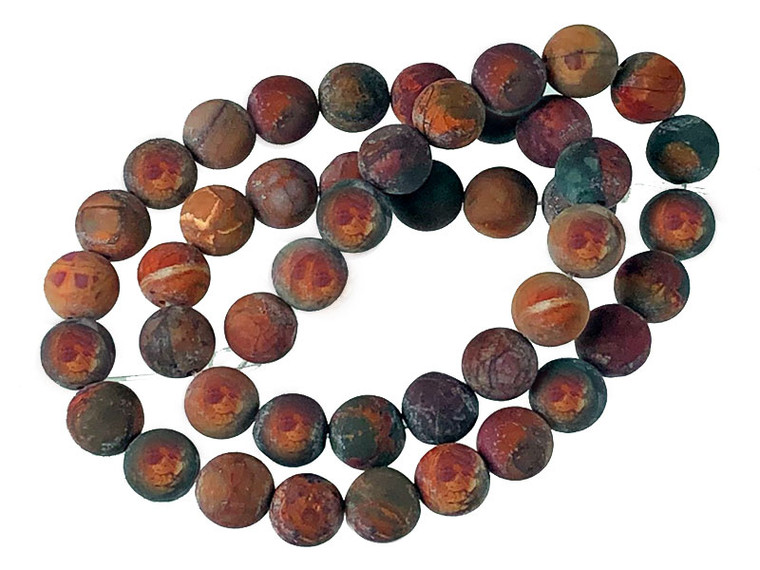 10mm Matte Red Creek Jasper round beads 15.5" natural [10r38am]