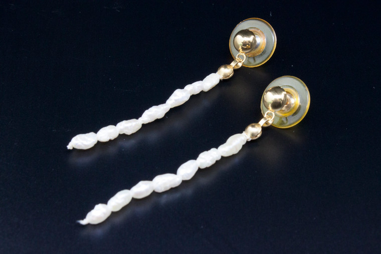 4mm 50mm Freshwater Pearl Post Earring , A Grade Lustre [p201a]