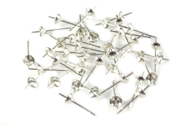 925 Sterling Silver 4mm Cup + 0.5mm Pin Earstud 4pcs. [y700h]