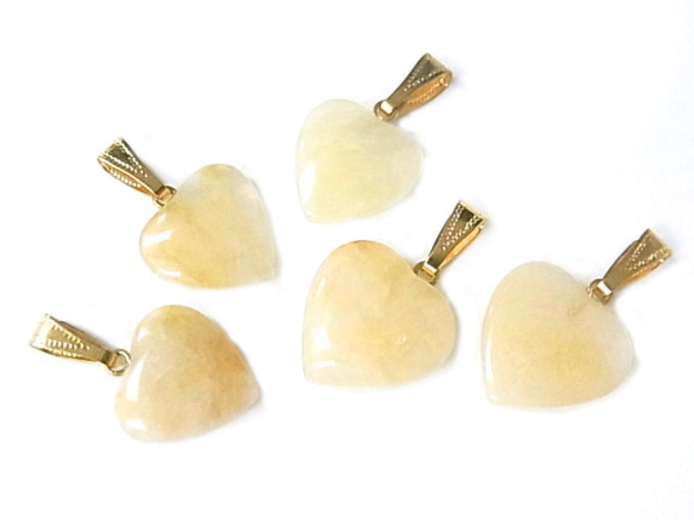 15mm Golden Jade Heart Pendant [y106a]