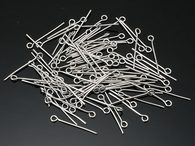 20mm 3/4" Metal Silver Plated Eyepin (Thick 0.7mm 0.29") 35pcs. [y366b]