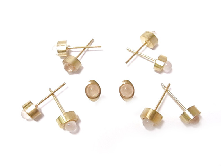 6mm Rose Quartz Oval Design Earring [y267g]
