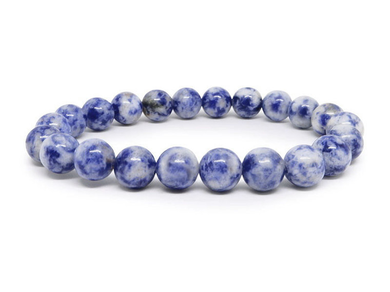 8mm Matte Denim Lapis Elastic Bracelet 7.5" natural [b3b27m]