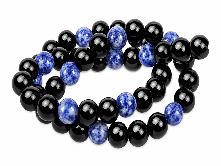 6mm Sodalite & Black Black Agate   Beads 15.5" dyed [6x48a]
