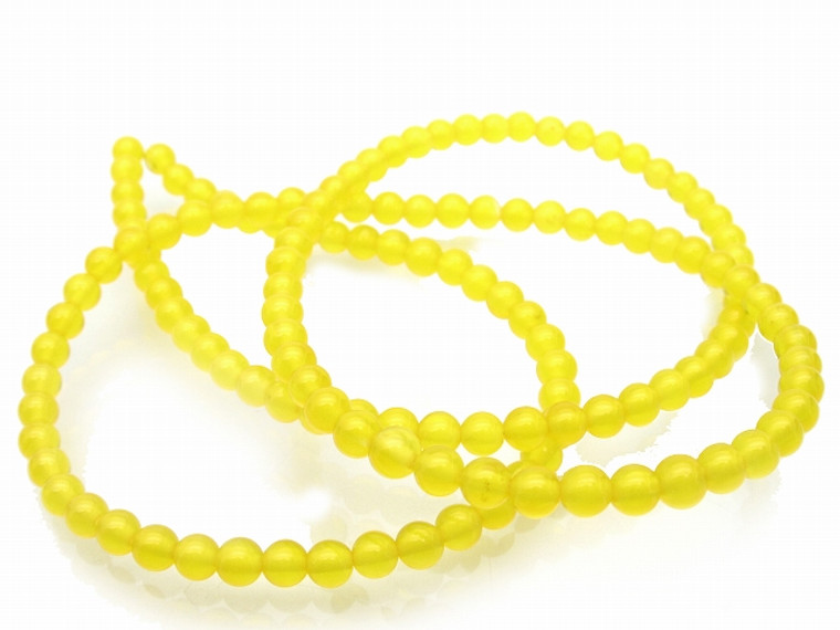 4mm Yellow Chalcedony Round Beads 15.5" dyed [4b92]