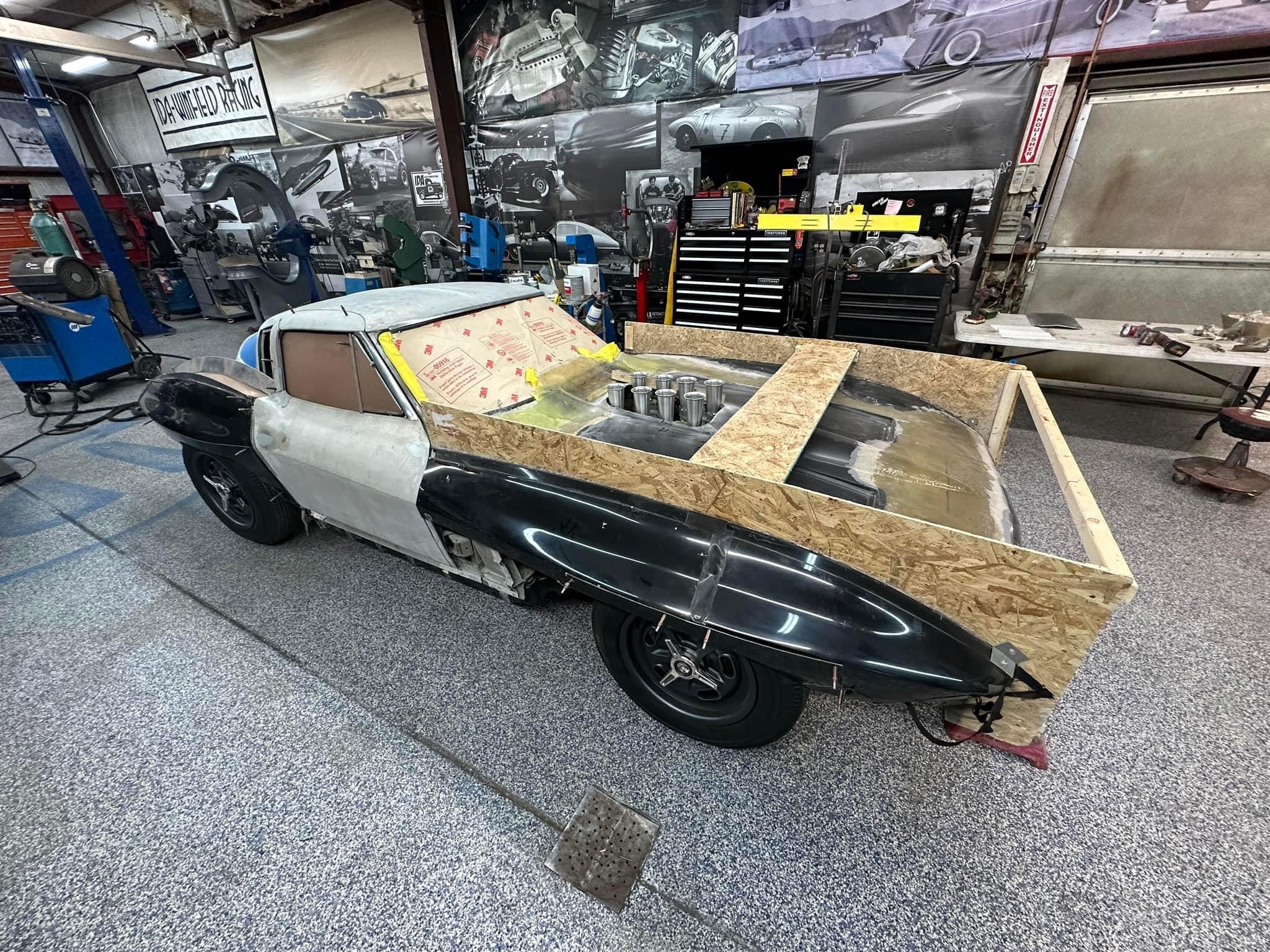 Black 1963 Corvette hood ready to get scanned