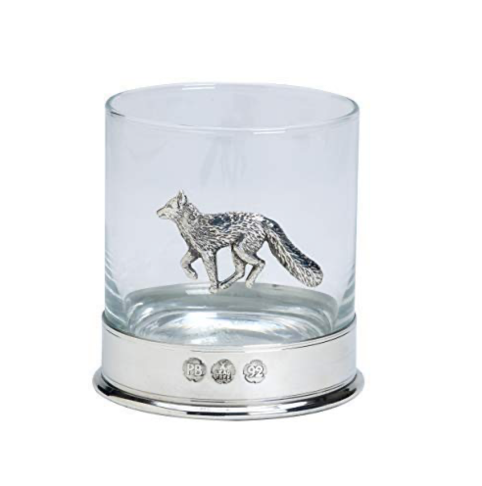 Snow Fox Rocks Glass Set Whisky Glass Running Fox Set of 2 - Stephen and Son Gunmakers Ltd