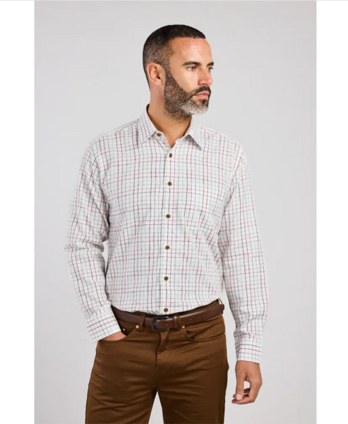 Doubletwo Tattersall Check Warm Handle Shirt in Wine