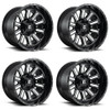 Set 4 20" Fuel D620 Hardline 20x9 6x135 6x5.5 19mm Wheels Gloss Black Milled Rim