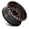 Set 4 22" Fuel UTV D822 Arc UTV 22x7 4x137 Gloss Black Milled Red Wheels 13mm