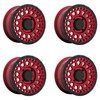 Set 4 Black Rhino Powersports Parker Utv 15x7 4x110 Red Black Wheels 15" 51mm