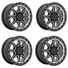 Set 4 Black Rhino Powersports Webb Utv 15x7 4x110 Black Machined Wheels 15" 52mm
