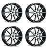 Set 4 17" Kraze Turismo 17x8 Black Machined 5x115 Wheels 38mm Performance Rims