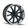 17" Ridler 650 17x8 Matte Black Polished Lip 5x4.5 Wheel 0mm For Ford Jeep Truck