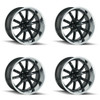Set 4 17" Ridler 650 17x8 Matte Black Polished Lip 5x4.5 Wheel 0mm For Ford Jeep