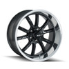 17" Ridler 650 17x8 Matte Black Polished Lip 5x4.75 Wheel 0mm Rim