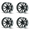 Set 4 17" Ridler 650 17x8 Matte Black Polished Lip 5x4.75 Wheels 0mm Rims