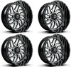 Set 4 20" TIS 544MB Gloss Black Machined Face 20x10 Wheels 8x6.5 -25mm Rims