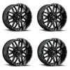 Set 4 20" Ultra 203BM Gloss Black Milled Hunter 20x10 Wheels 5x5 -25mm Rims