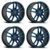 Set 4 18" Konig 55BB Myth Gloss Black Blue Tinted Clear-Coat 18x8 5x4.5 43mm Rim