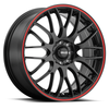 Set 4 17" Maxxim 42B Maze gloss black with red racing stripe 17x7 Wheels 4x100 4x108 +40mm
