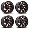 Set 4 20" Fuel D755 Reaction 20x9 6x120 Gloss Black Milled Red Tint Wheels 8mm