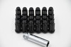 Set 23 14mm x 1.5 Spline 1.9" Tall Truck Lug Nut Black 6 Spline w/ Key M14x1.5