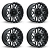 Set 4 20" RTX Claw Gloss Black Milled with Rivets Wheels 20x10 8x170 -18mm Rims