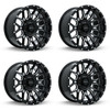 Set 4 18" RTX Claw Gloss Black Milled with Rivets Wheels 18x9 6x135 -12mm Rims