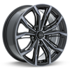18" RTX Black Widow Black Machined Grey Wheel 18x8 5x108 40mm Rim
