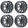 Set 4 18" RTX Black Widow Black Machined Grey Wheels 18x8 5x108 40mm Rims