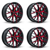 Set 4 18" RTX Valkyrie Gloss Black Machined Red Wheels 18x8 5x4.5 40mm Rims