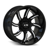 Set 4 20" Ion 151 20x9 Gloss Black Milled 5x5 Wheels 0mm For Jeep Wrangler Rims