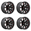 Set 4 20" Fuel D823 Flame 20x9 5x5 1mm Wheels Gloss Black Milled Candy Red Rims