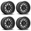Set 4 18" KMC KM722 Technic 18x9 5x5 Satin Black Wheels 18mm For Jeep Truck Rims