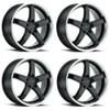 Set 4 Petrol P1B 19x8 5x4.25 Gloss Black W/ Machined Cut Lip Wheels 19" 40mm