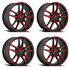 Set 4 19" Konig 55BR Myth gloss black with red tinted clear-coat 19x8.5 Wheels 5x4.50 +40mm